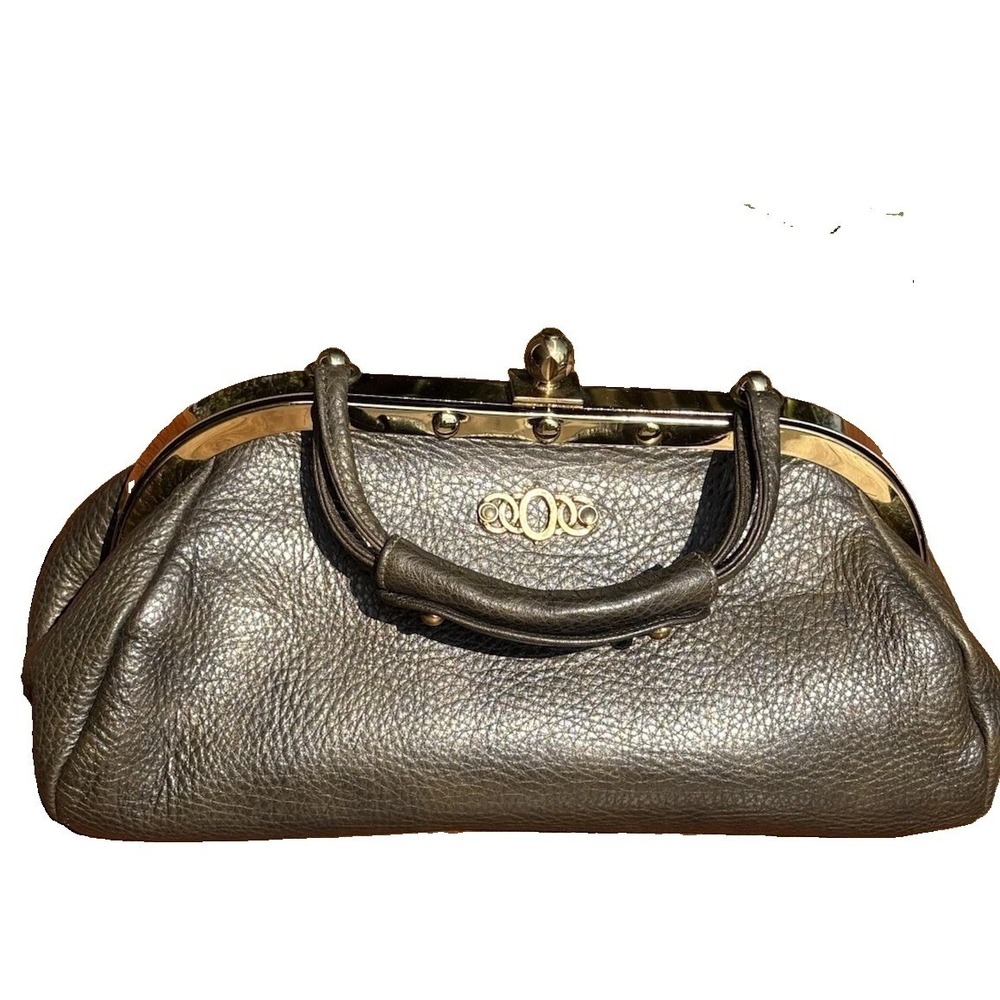 Vintage Peck & Peck Fifth Avenue Metallic Pebbled Leather Doctor Satchel Handbag
